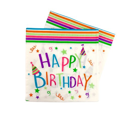 Guardanapo Happy Birthday 33x33cm - 20 unidades
