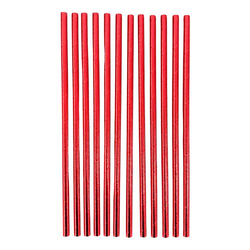 Canudo Papel Metalizado Vermelho - 25 unidades