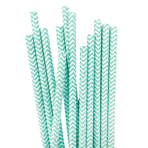 Canudo Papel Chevron Azul Claro - 12 unidades