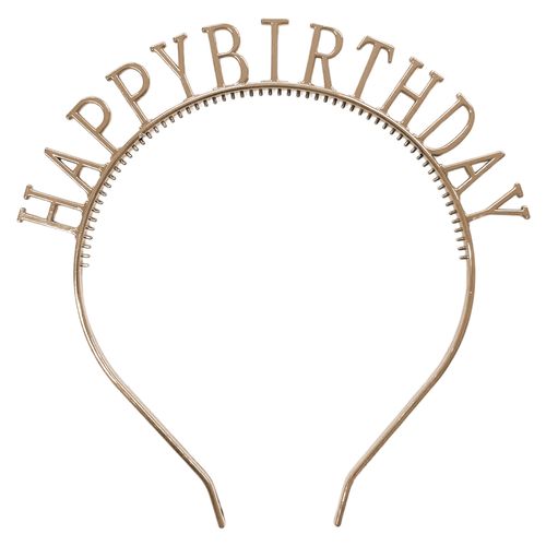 Tiara Happy Birthday Metalizada Rosé Gold