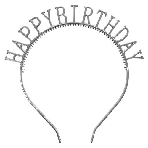 Tiara Happy Birthday Metalizada Prata