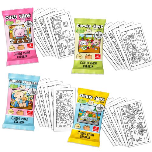 *Cards para Colorir Cozy e Comfy - 06 unidades