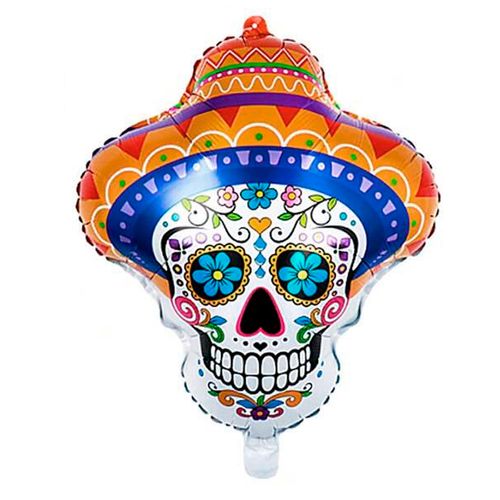 Balão Metalizado Halloween Caveira Mexicana 21"