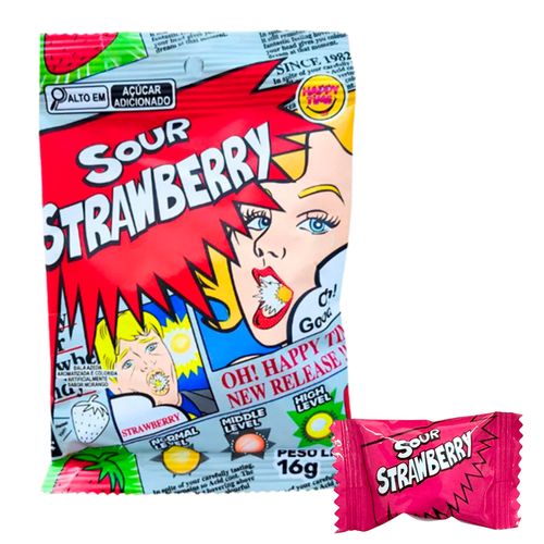 Bala Super Azeda Sour Strawberry - 16g