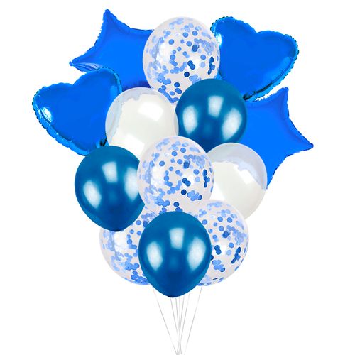 Buquê de Balões Confete Azul - 12 unidades