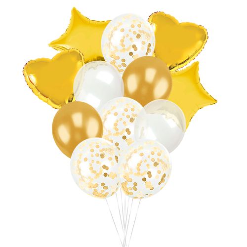 Buquê de Balões Confete Dourado - 12 unidades
