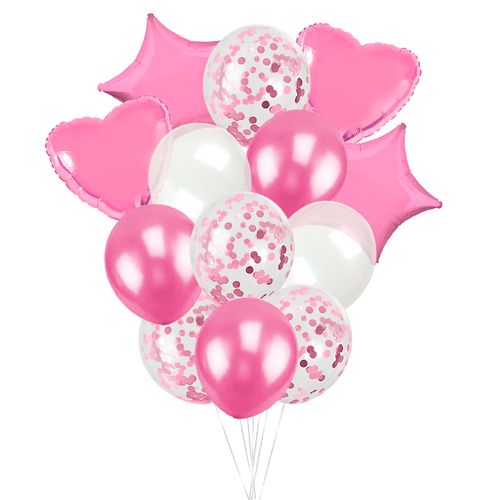 Buquê de Balões Confete Rosa - 12 unidades