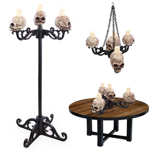 Lustre Halloween Caveiras 3 em 1 com Luz
