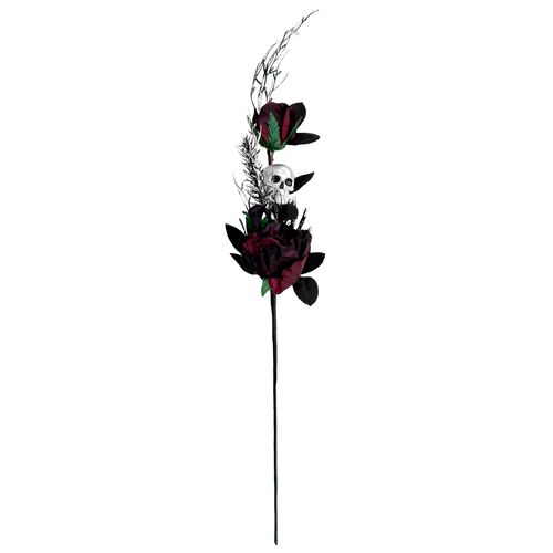 Flor Halloween Caveira Vermelha e Preta - 71cm