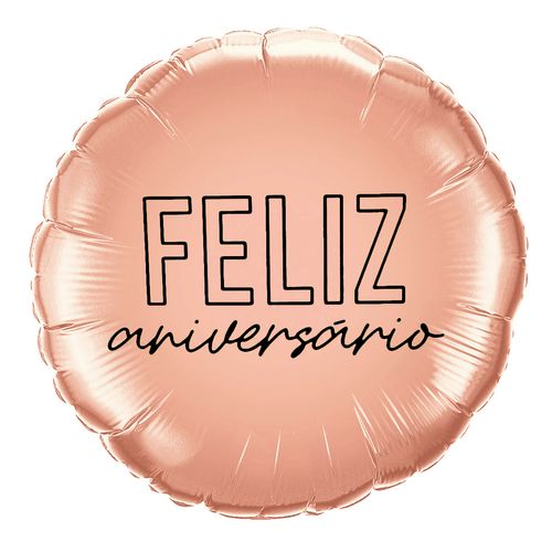 Balão Metalizado Feliz Aniversário Rosé Gold 18"