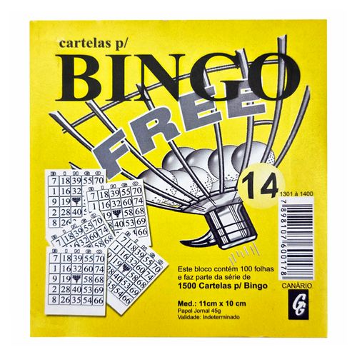 Cartela para Bingo - 100 unidades