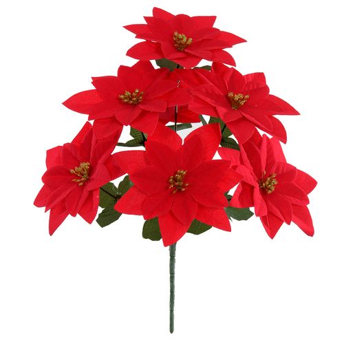 Flor Natalina Bico de Papagaio Aveludado Vermelho - 30cm