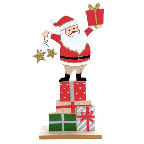 Enfeite Decorativo Papai Noel Presentes MDF - 30cm
