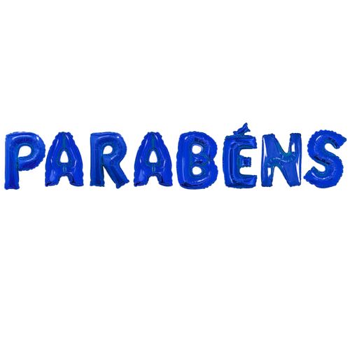 Balão Metalizado Parabéns Azul Escuro 16"