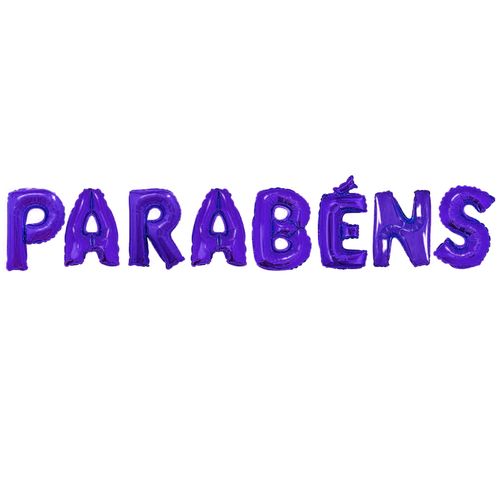 Balão Metalizado Parabéns Roxo 16"