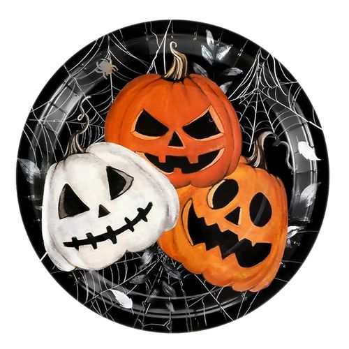 Prato de Papel Halloween Abóboras - 10 unidades