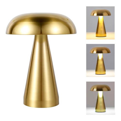 Abajur de Mesa Cogumelo sem Fio Touch - Dourado