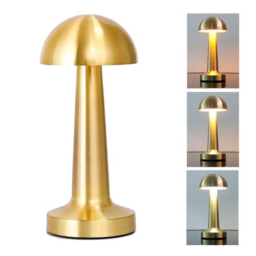 Abajur de Mesa Redondo sem Fio Touch - Dourado