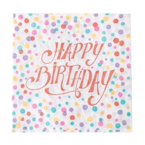 Guardanapo Happy Birthday Candy Confete - 20 unidades