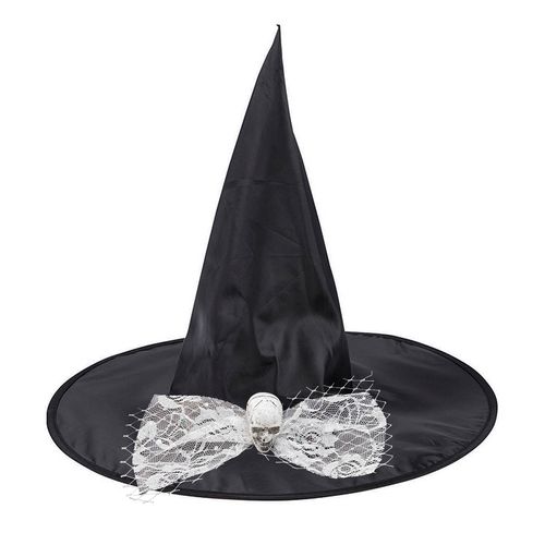 Chapéu de Bruxa Preto Caveira Adulto
