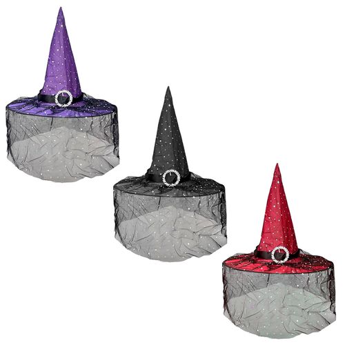 Chapéu de Bruxa Véu e Brilho
