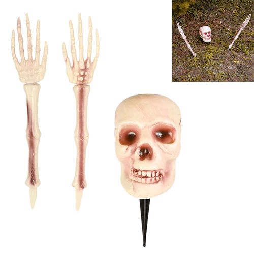 Crânio e Mãos para Jardim - 03 peças