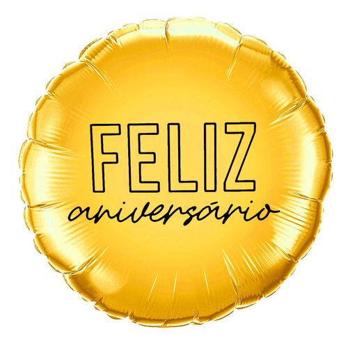 Balão Metalizado Feliz Aniversário Dourado 18"