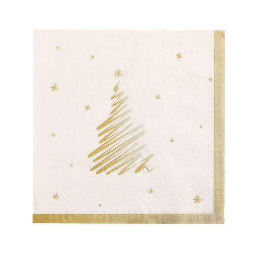 Guardanapo Árvore Natal Estrelas Dourado - 20 unidades