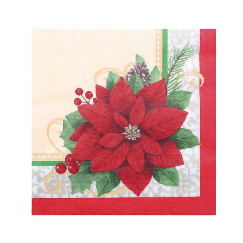 Guardanapo Natal Poinsetia Vermelha - 20 unidades