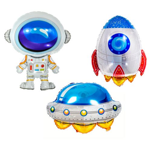 *Buque Balão Metalizado Astronauta - 03 unidades