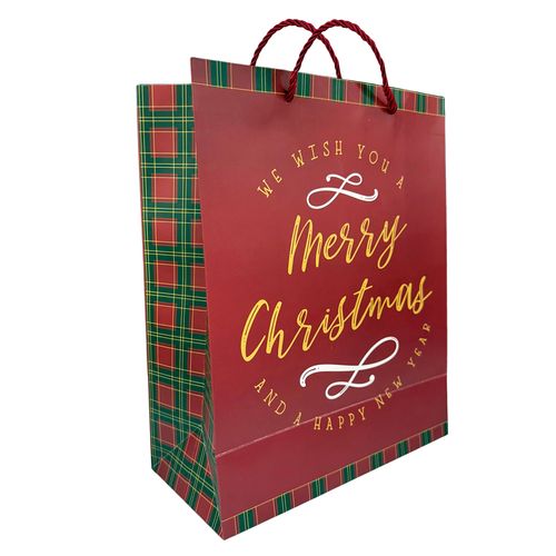 Sacola Papel Natal Merry Christmas - 32x26cm