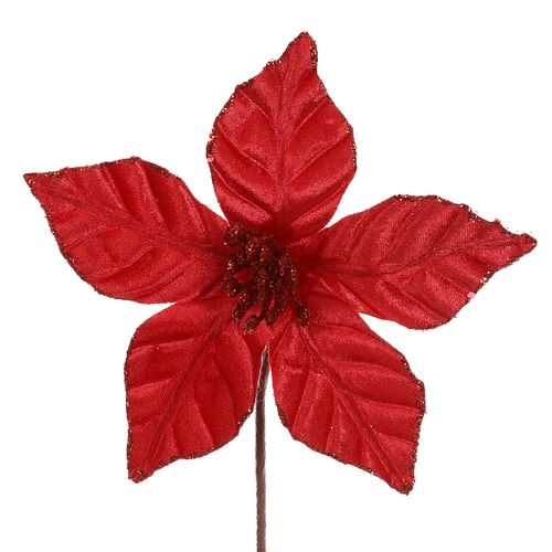 Flor Natalina Bico de Papagaio Aveludada Vermelha - 20cm