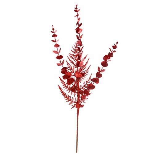 Haste Eucalipto com Glitter Vermelho - 54cm