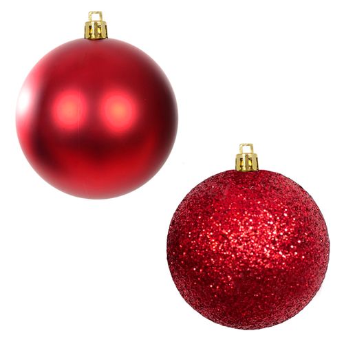 Bola de Natal Glitter e Fosca Vermelha 10cm - 02 unidades
