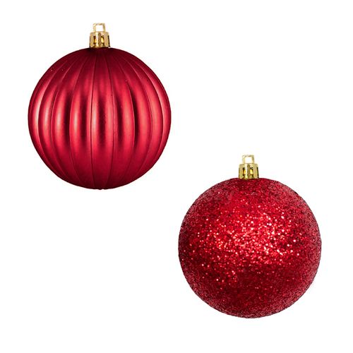 Bola de Natal Gomos e Glitter Vermelha 6cm - 04 unidades