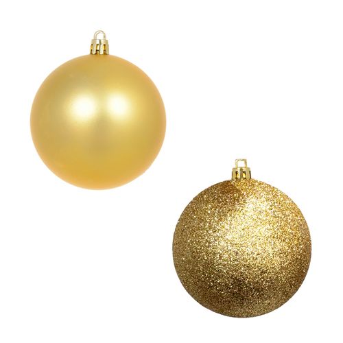 Bola de Natal Glitter e Fosca Dourada 8cm - 04 unidades
