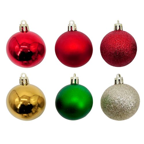 Bola de Natal Mista Vermelho Dourado e Verde - 100 unidades