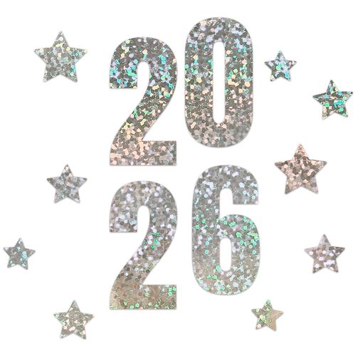 Kit Decorativo 2026 Prata Holográfico