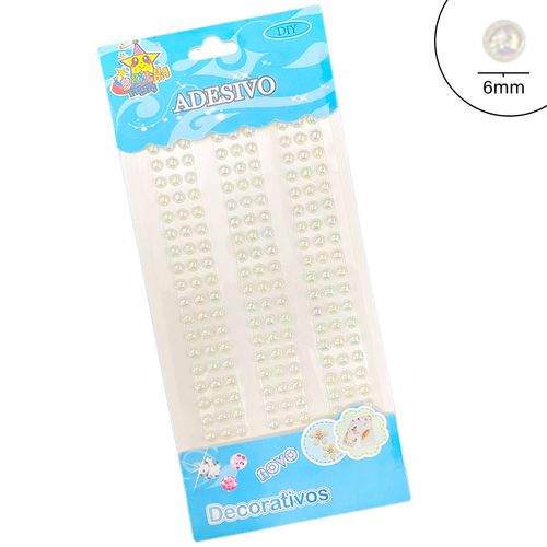 Cartela de Adesivo Pérola em Tira 6mm