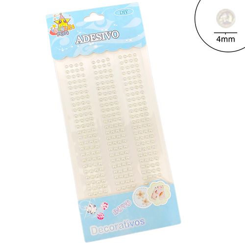 Cartela de Adesivo Pérola em Tira 4mm