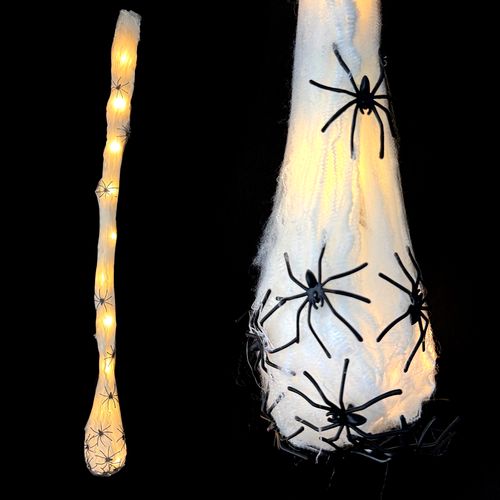 Teia de Aranha Branca com Ovo e LED - 80cm