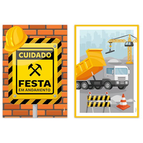 *Cartaz Decorativo Construção - 02 unidades
