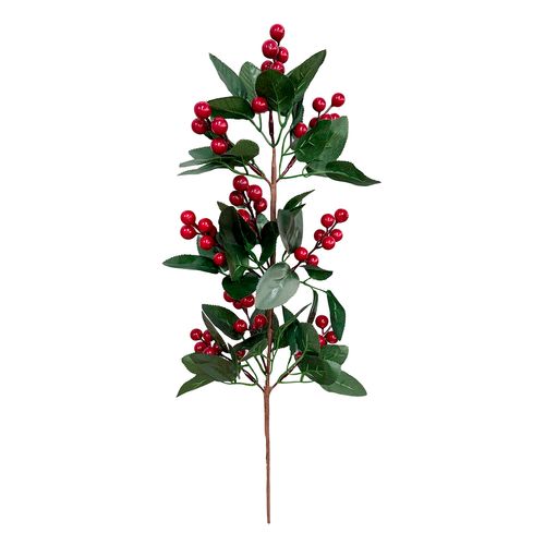 Haste Natal Folhas com Azevinhos - 60cm