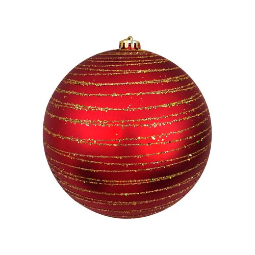 Bola de Natal Decorada Aspiral Vermelho Fosco - 15cm