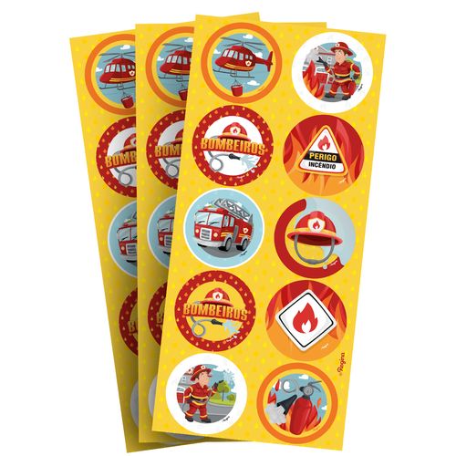 *Adesivo Redondo Bombeiros - 30 unidades