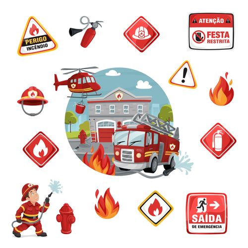 *Kit Decorativo Placas Bombeiros