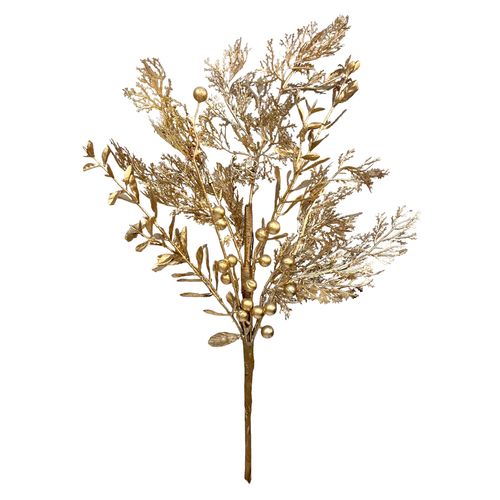 Haste Folhagem Dourada com Frutos - 50cm