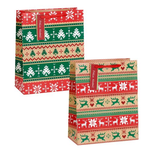 Sacola Papel Figuras Natalinas - 23x18cm