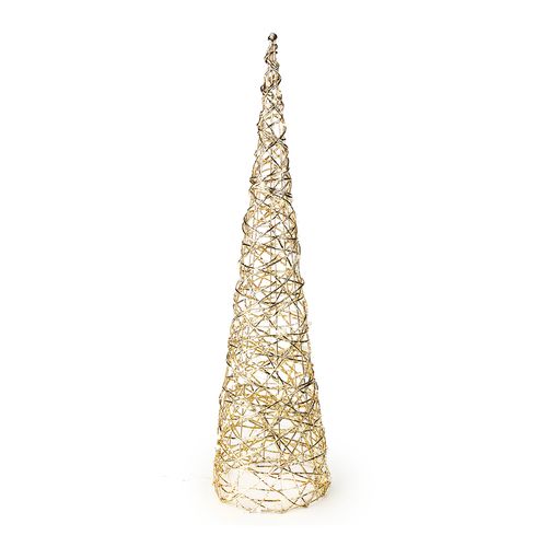 Árvore de Natal Dourada com Pérolas e LED - 40cm