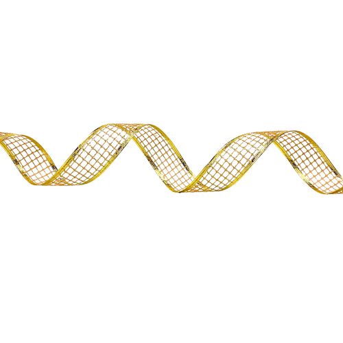 Fita Decorativa Aramada Dourada Tela 3,8cm - 4,5 metros